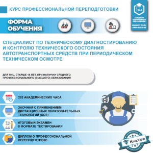 Профессиональная переподготовка: Специалист по техническому диагностированию и контролю технического состояния автотранспортных средств при периодическом техническом осмотре