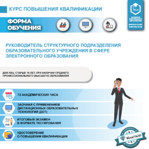 Повышение квалификации: Руководитель структурного подразделения образовательного учреждения в сфере электронного образования (ПД-ПК-13)