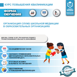 Повышение квалификации: Организация служб школьной медиации в образовательных организациях