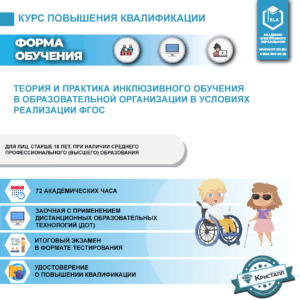Повышение квалификации: Теория и практика инклюзивного обучения в образовательной организации в условиях реализации ФГОС